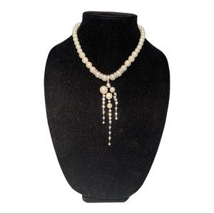 Guli Simulated Faux Pearl Crystal Drop Necklace Wedding Formal